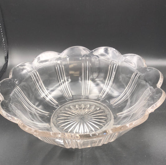 Clear Glass Bowl with Scalloped edge