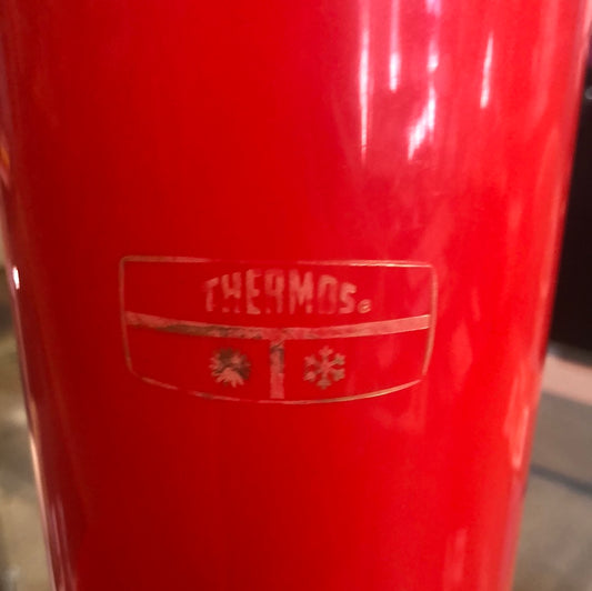 Red Thermos Brand Insulated Jug with cup