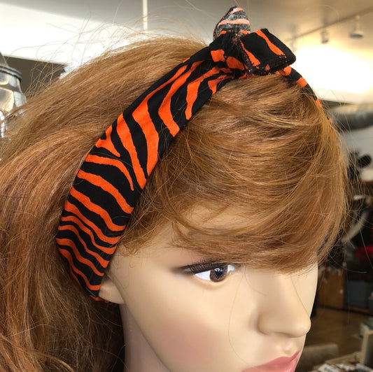 Orange and Black Zebra Print Hair Tie / Headband