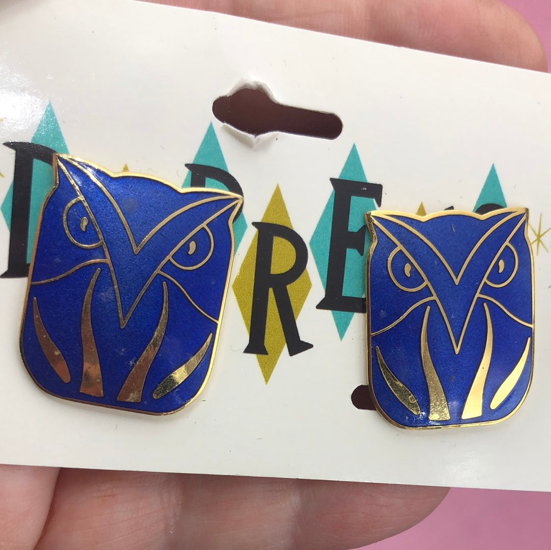 Blue Owl clip on earrings