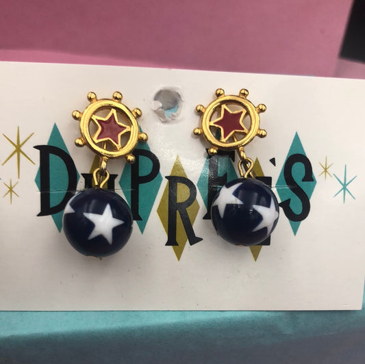 Nautical Red, White, and Blue Clip on earrings