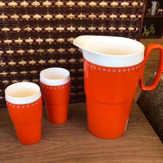 Orange New Mar Pitcher and 2 Tumblers