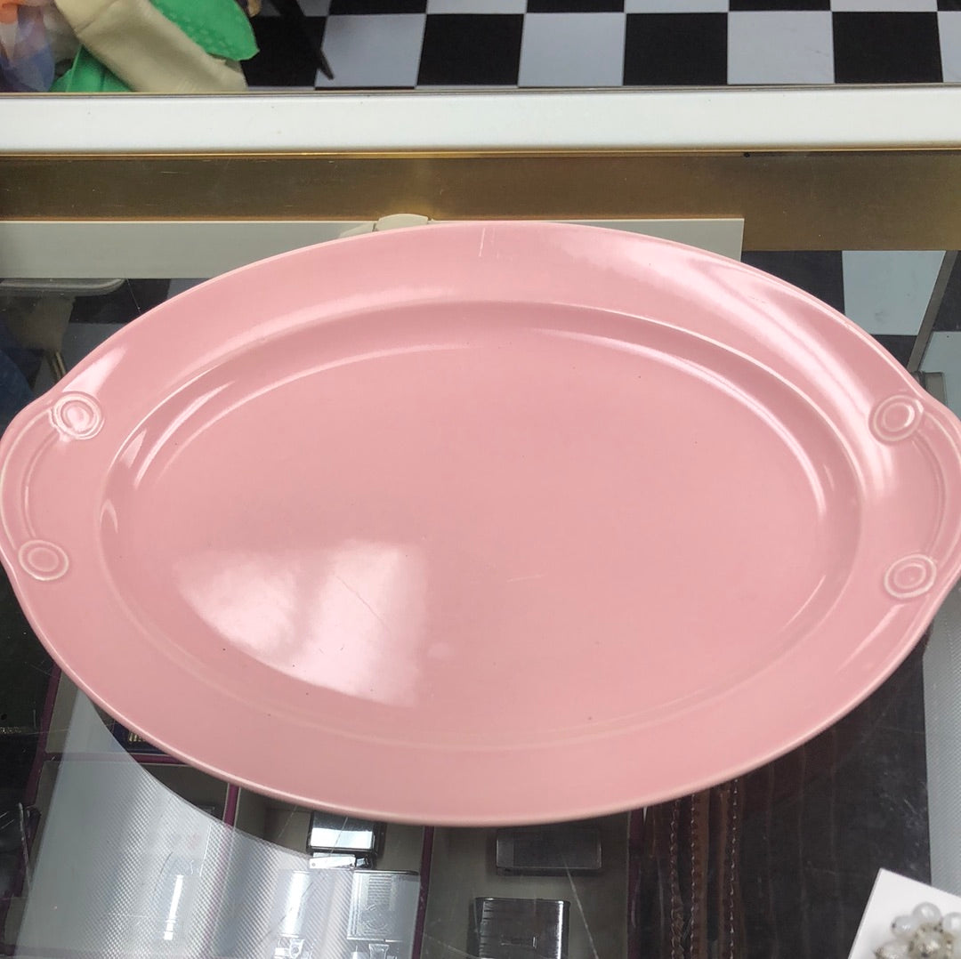 Pink oval ceramic platter