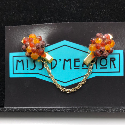 Sweater Clip - Brown/Amber bead cluster