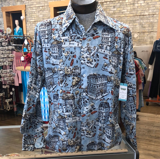 City Print Long Sleeve Men’s Shirt