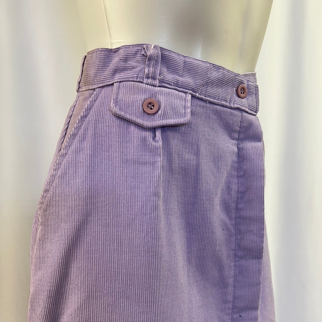 Women’s Lavender Corduroy Button-up Skirt