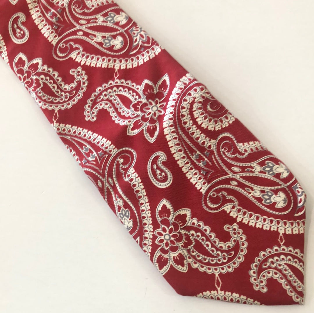 Red tie with large paisley design