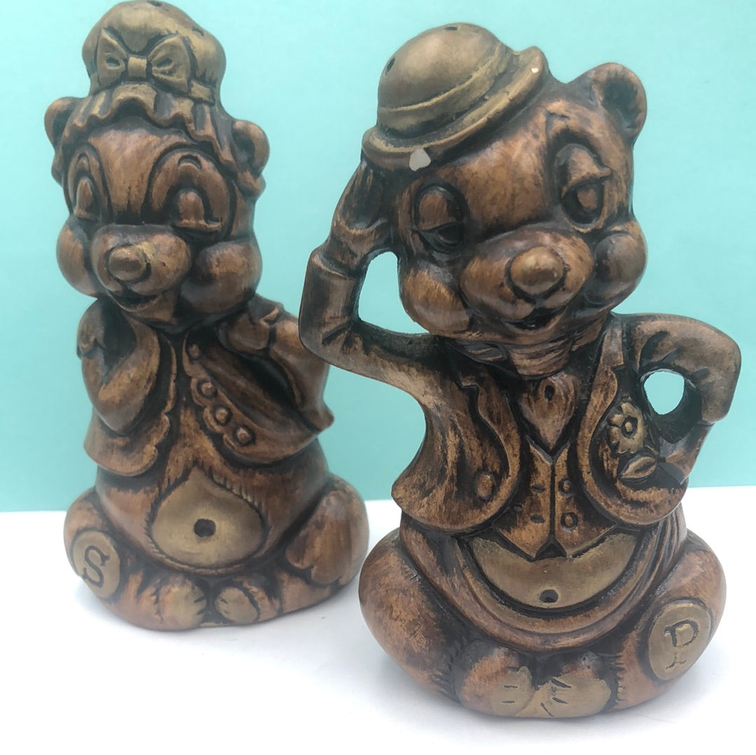 Storybook Brown Bears Couple salt and pepper shakers