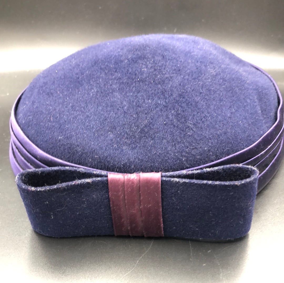 Navy Blue  Wool hat with satin band by Henry Pollak