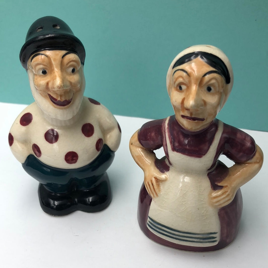 Ceramic couple salt and pepper shakers