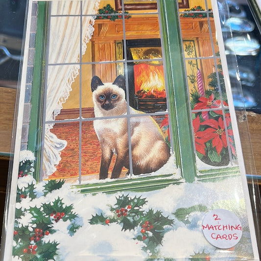 Siamese car holiday card 2 pack