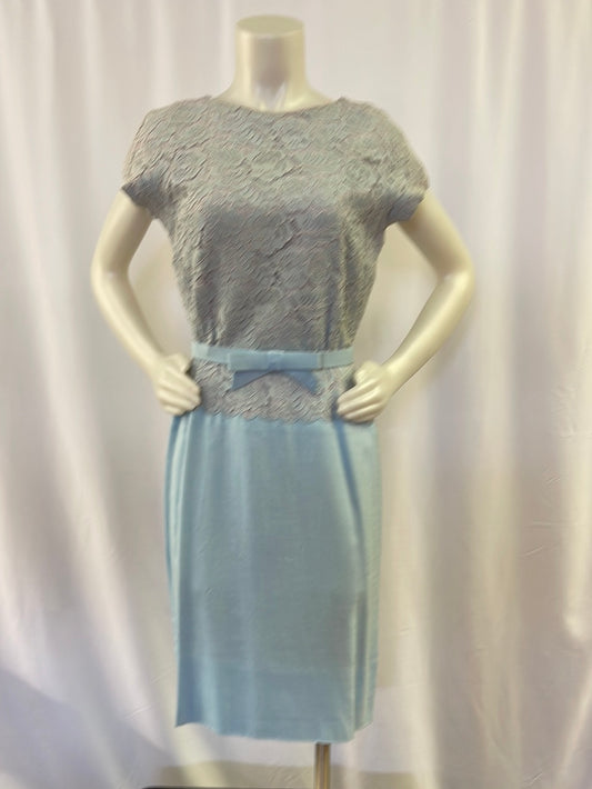 Blue & Lilac Dress With Decorative Belt