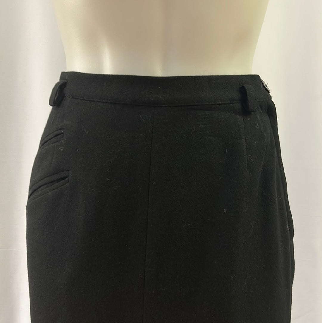 Black Straight Wool Skirt