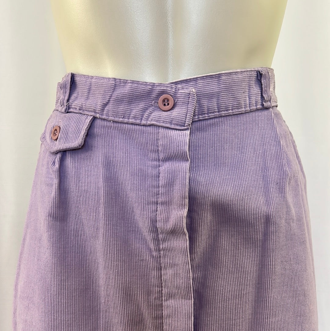 Women’s Lavender Corduroy Button-up Skirt