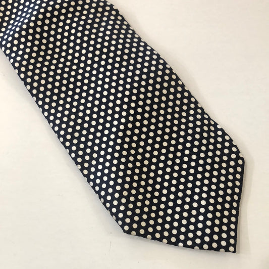 Navy Blue tie with White Polka dots