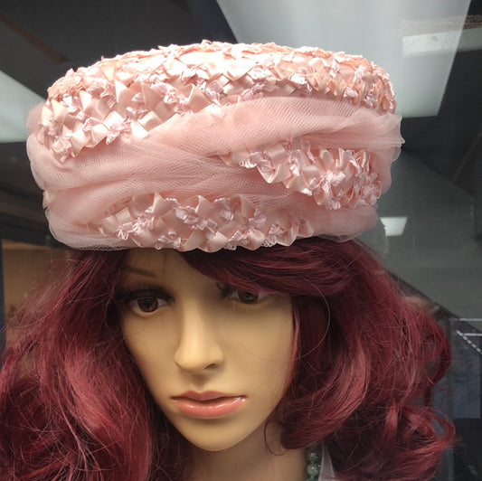 Pink Ribbon and Tulle Hat