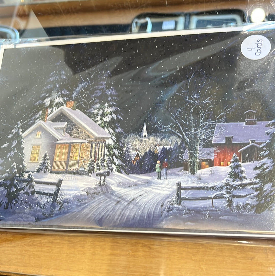 4 pack winter scene holiday card