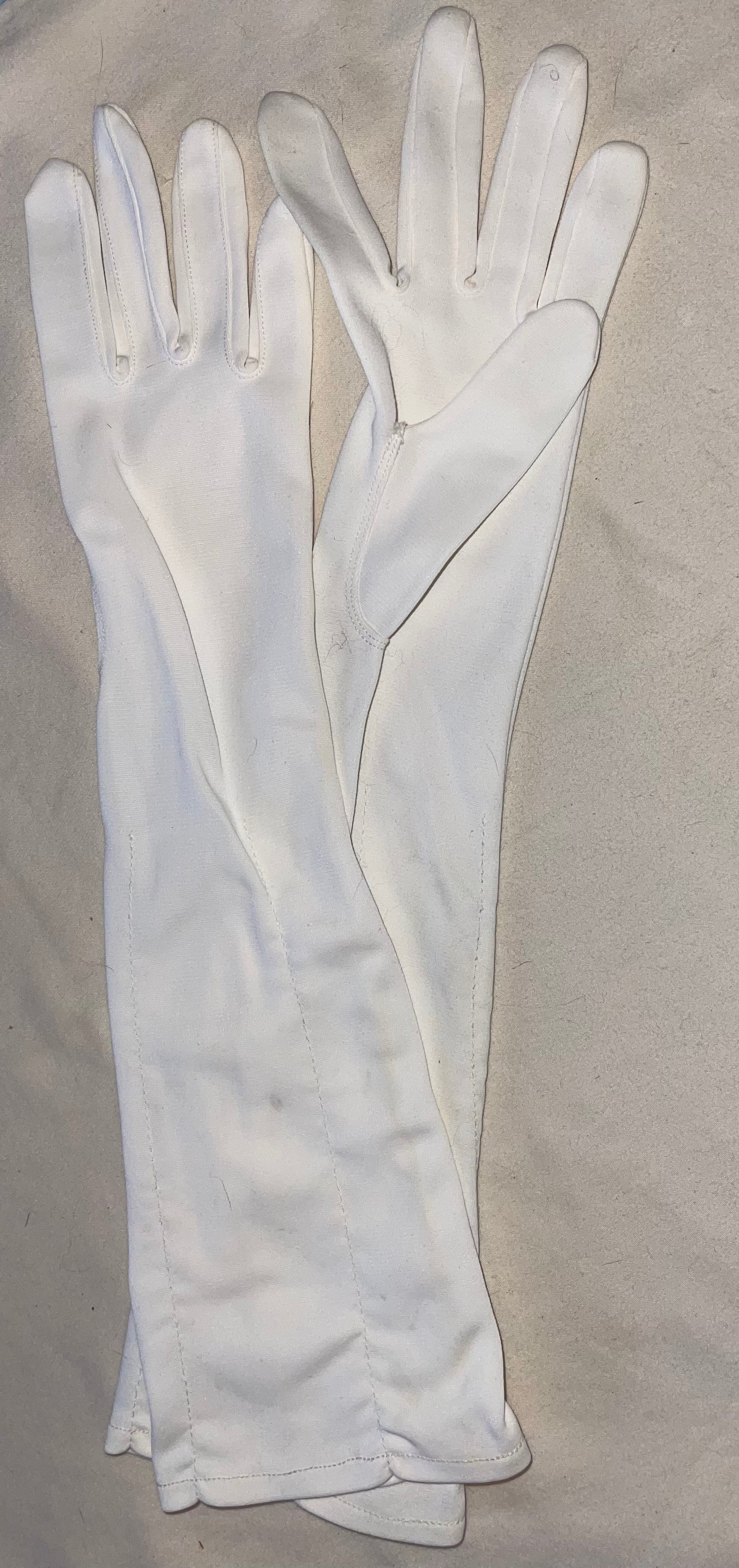White Elbow Length Nylon Gloves Dupree s Vintage