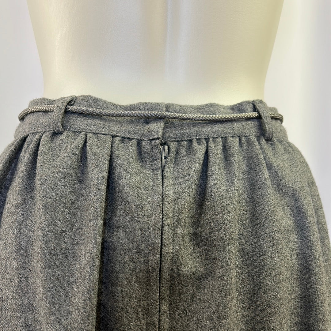 Gray Wool Skirt with Embroidery
