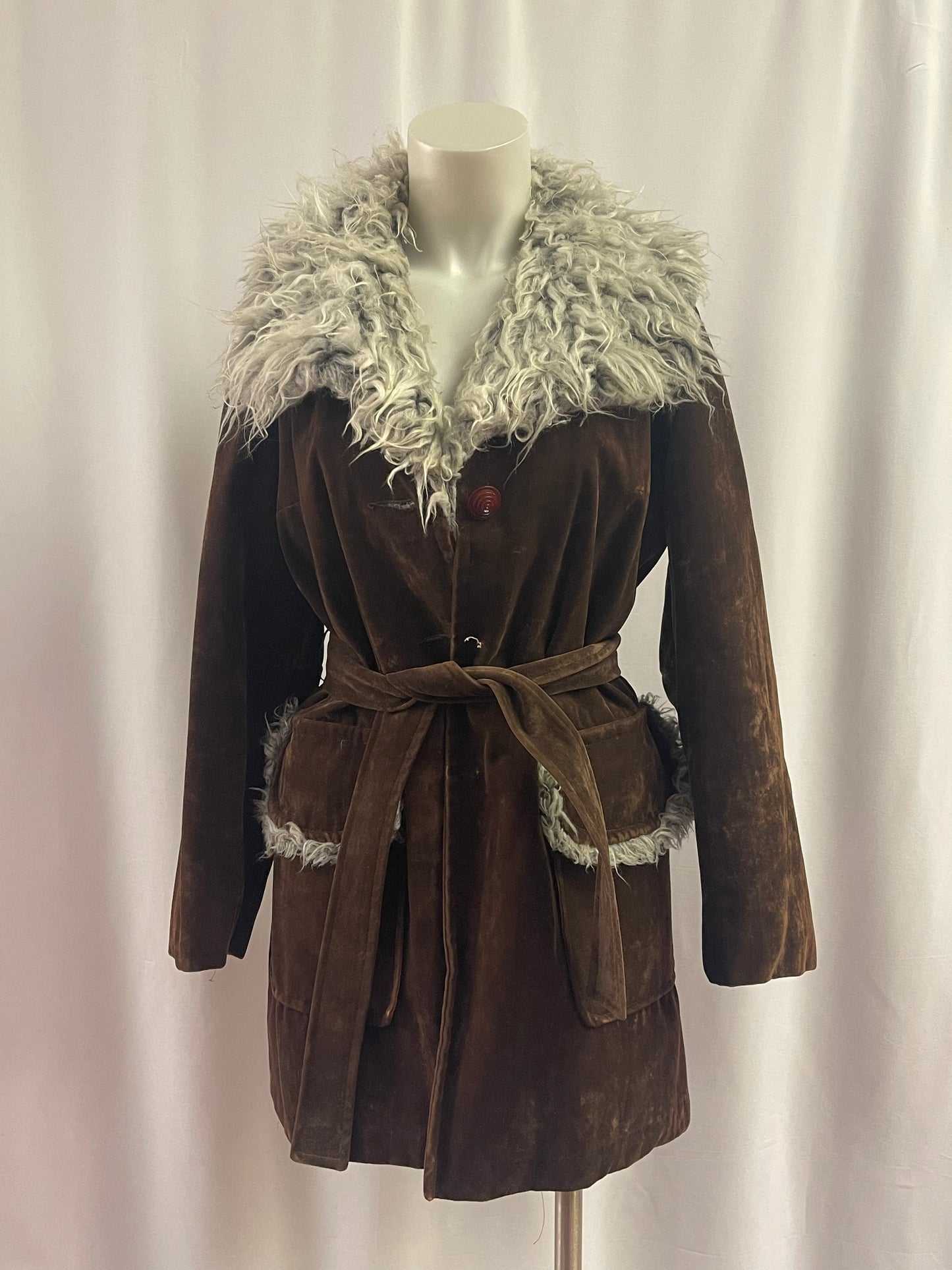 70s SuedeJacket with Faux Fur Collar