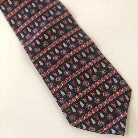 Navy Blue tie with red and grey design