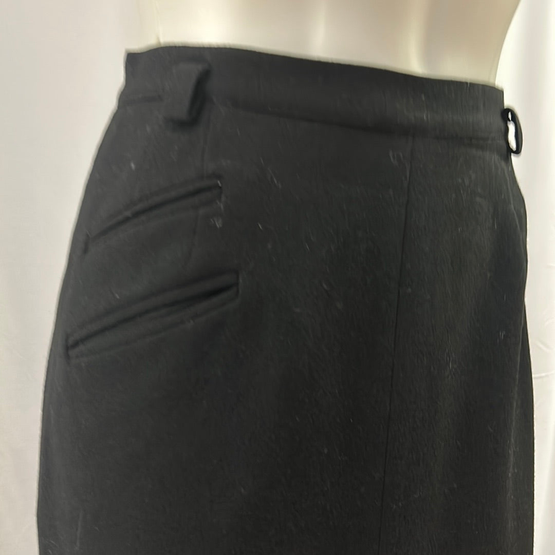 Black Straight Wool Skirt