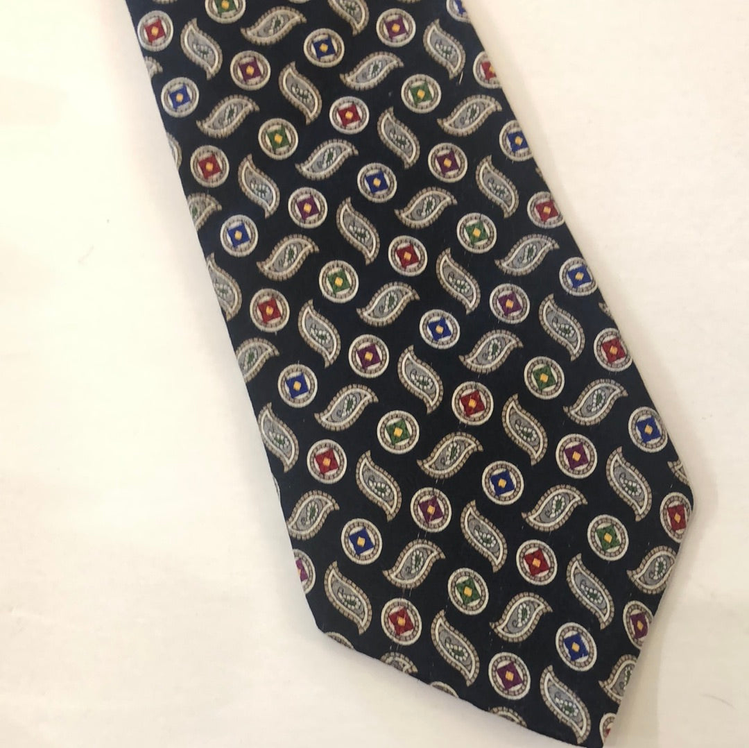 Navy Blue tie with paisley design