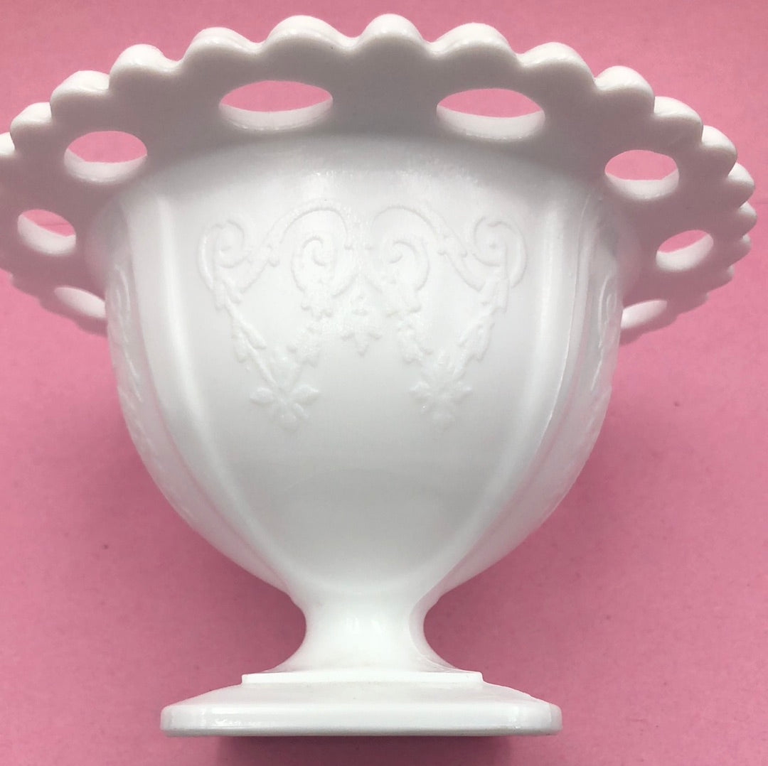 White Milk Glass Pedestal Bowl