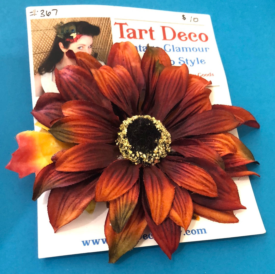 Tart Deco orange hair flower