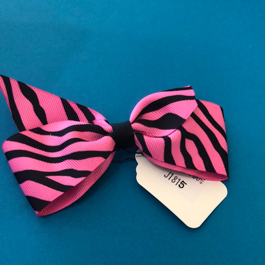 Black and Pink Zebra hair bow