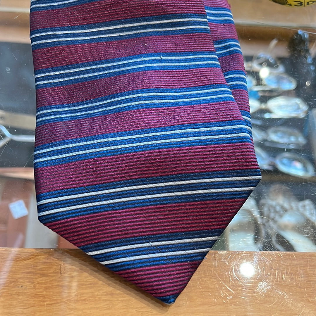 Maroon, Navy Blue and Grey Horizontal stripe tie