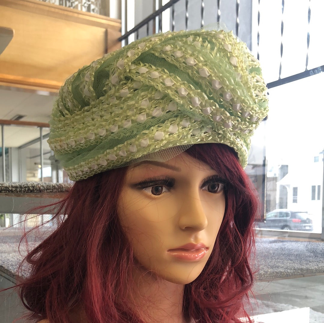 Lime Green woven turban hat