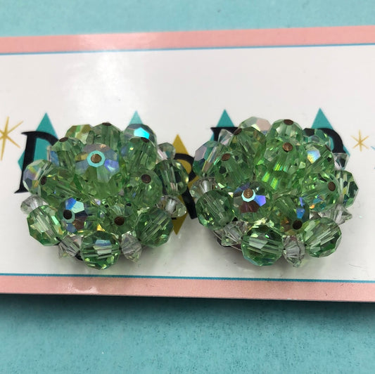 Peridot crystal bead cluster clip on