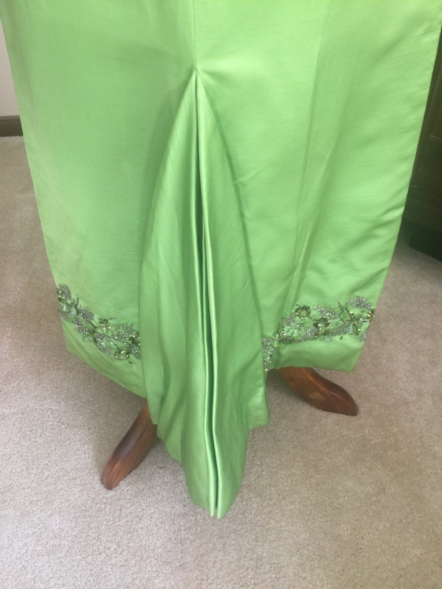 Green silk full length dress set