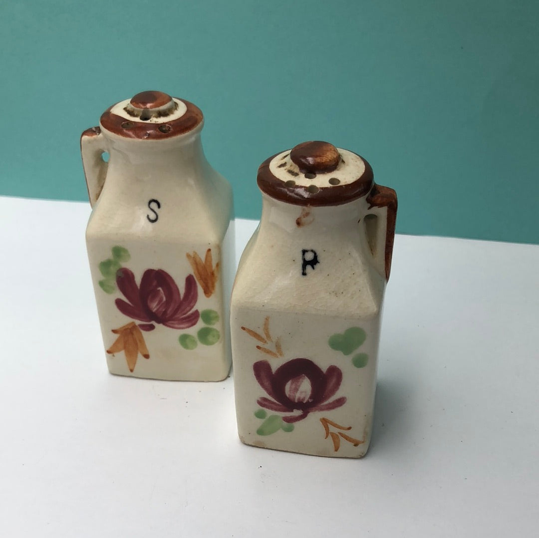Square painted milk jug salt and pepper shakers