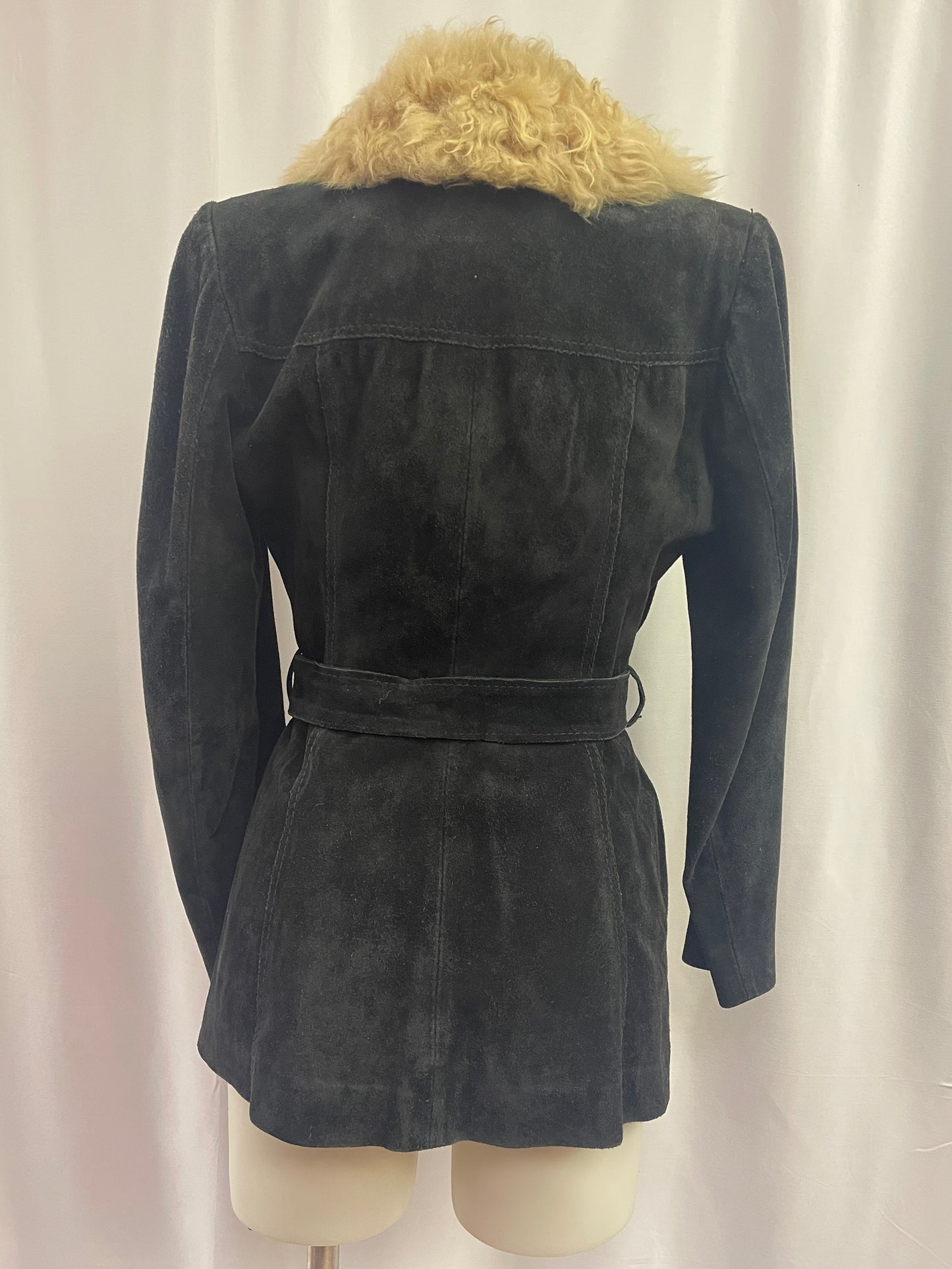 70s Suede Jacket with Faux Fur Collar