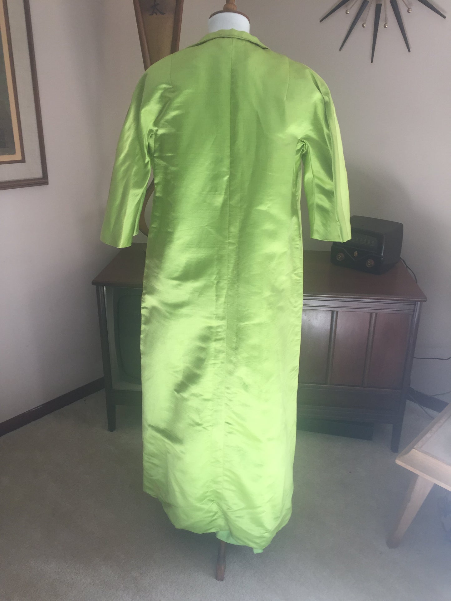 Green silk full length dress set