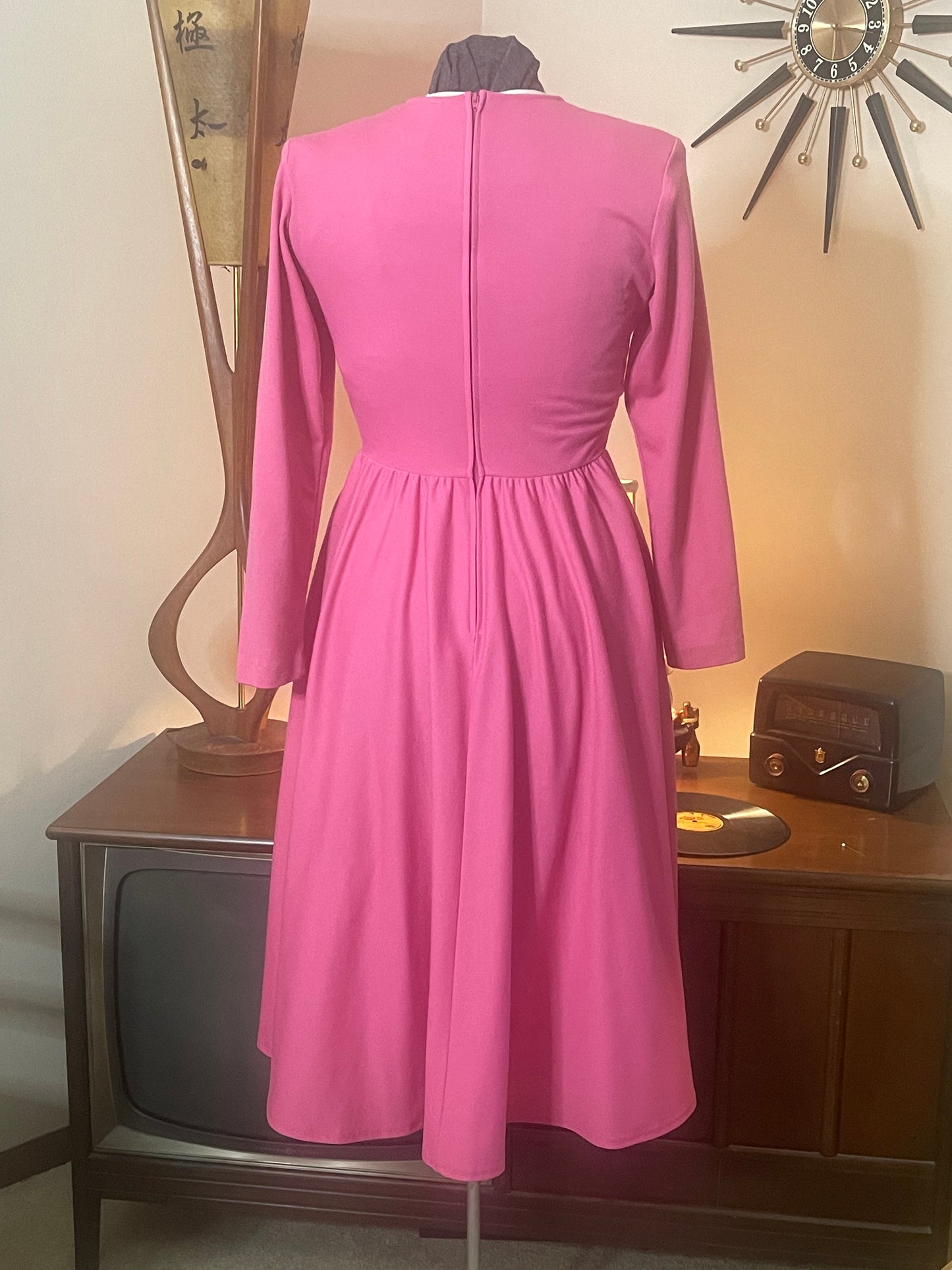 Pink Knit Long Sleeve Dress