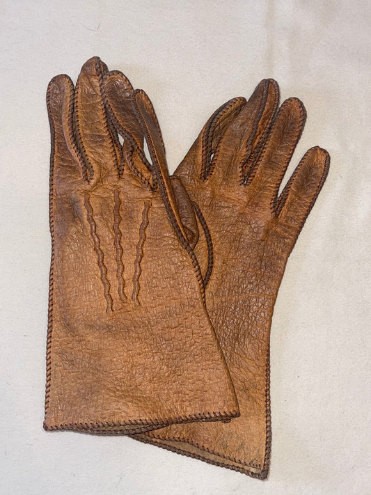 Light Brown Leather Driving Gloves