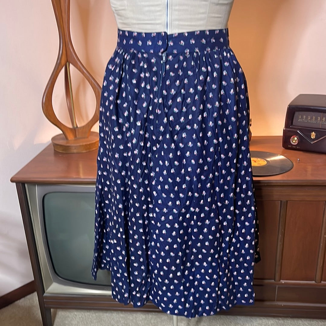 Navy Blue Floral Skirt