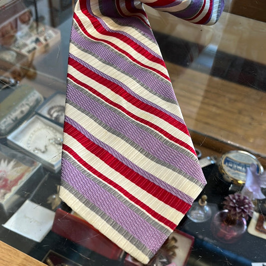 Purple ,Grey, and Red diagonal stripe tie