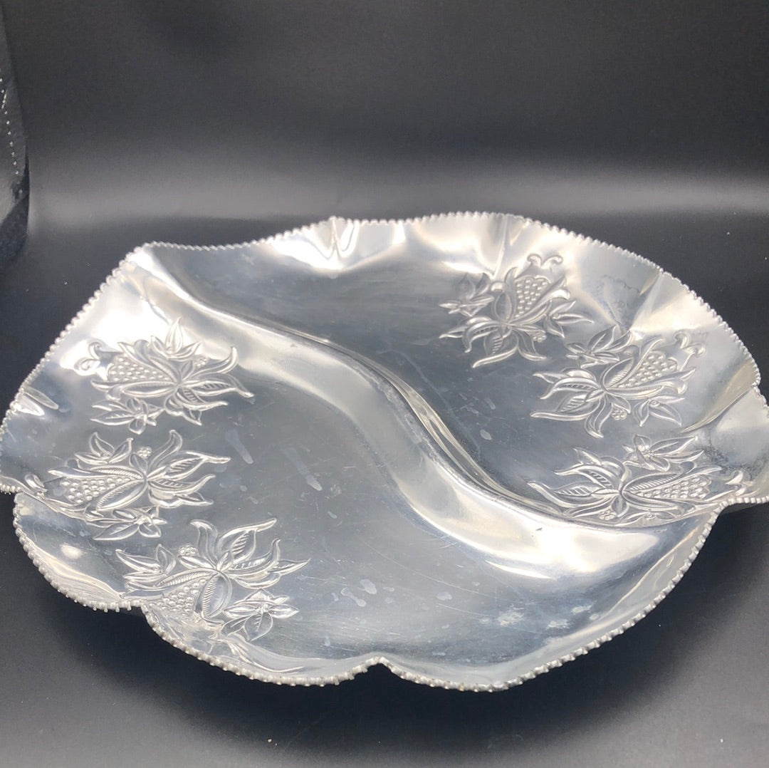 Farber Stamped Aluminum Divided Round Serving Tray