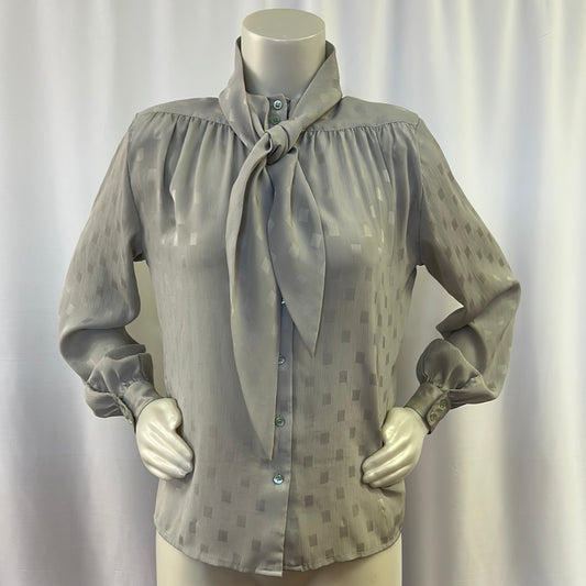 80s Grey Geometric Blouse