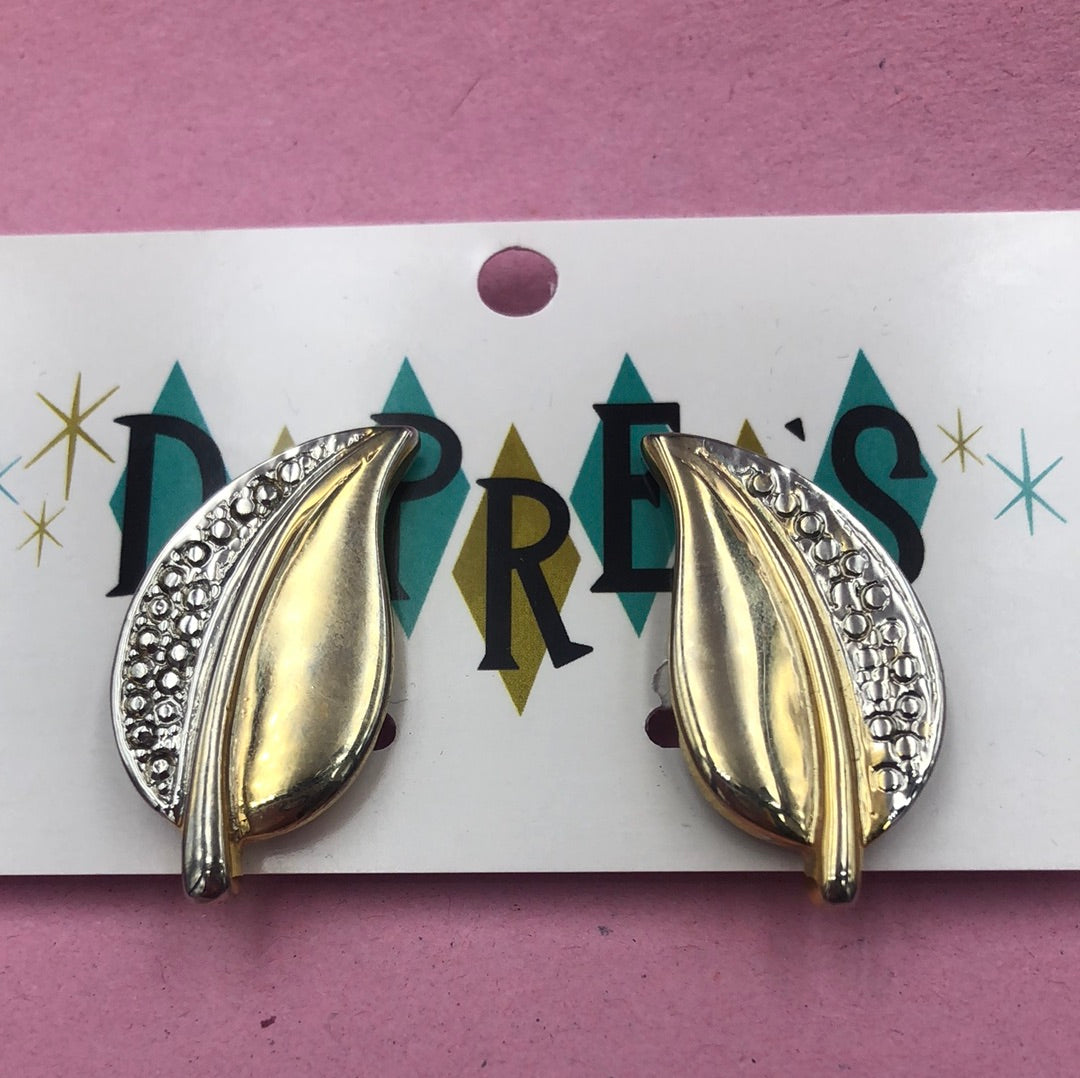 Gold and Silver Leaf Clip-on earring