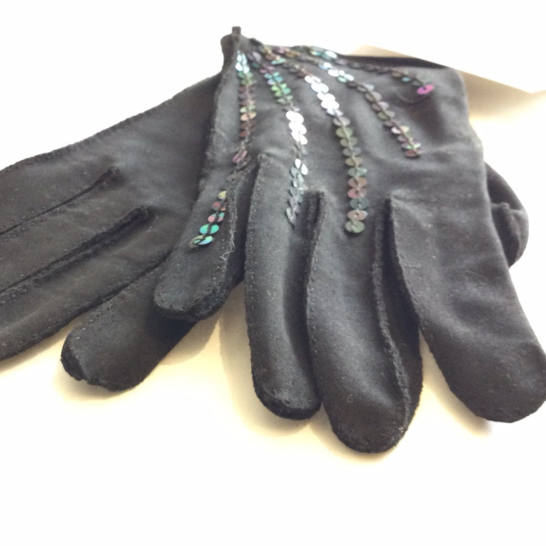 Black gloves with sequins