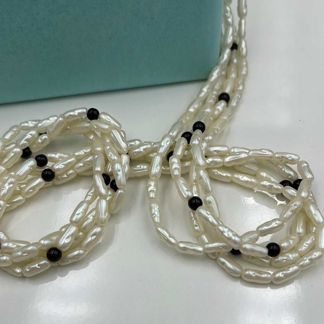 White & black 32” necklace and matching bracelet