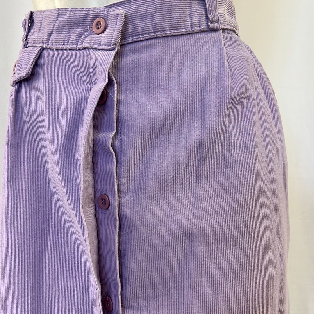 Women’s Lavender Corduroy Button-up Skirt