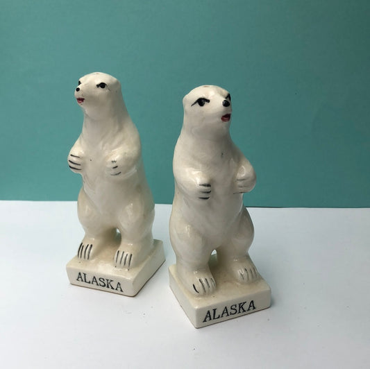 White Polar Bear Alaska Salt and Pepper Shakers