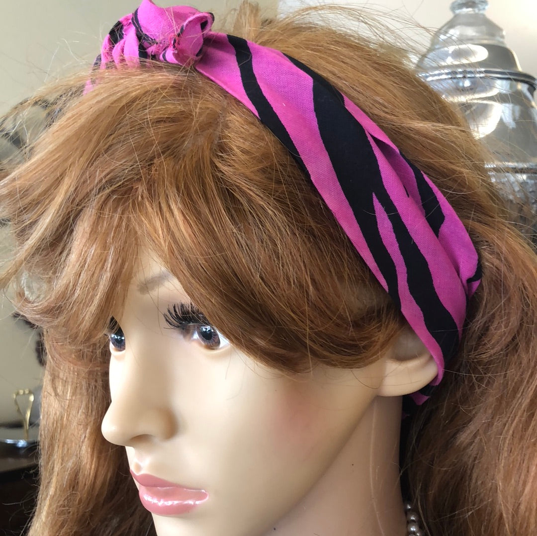 Pink and Black Zebra Hair Tie / Headband