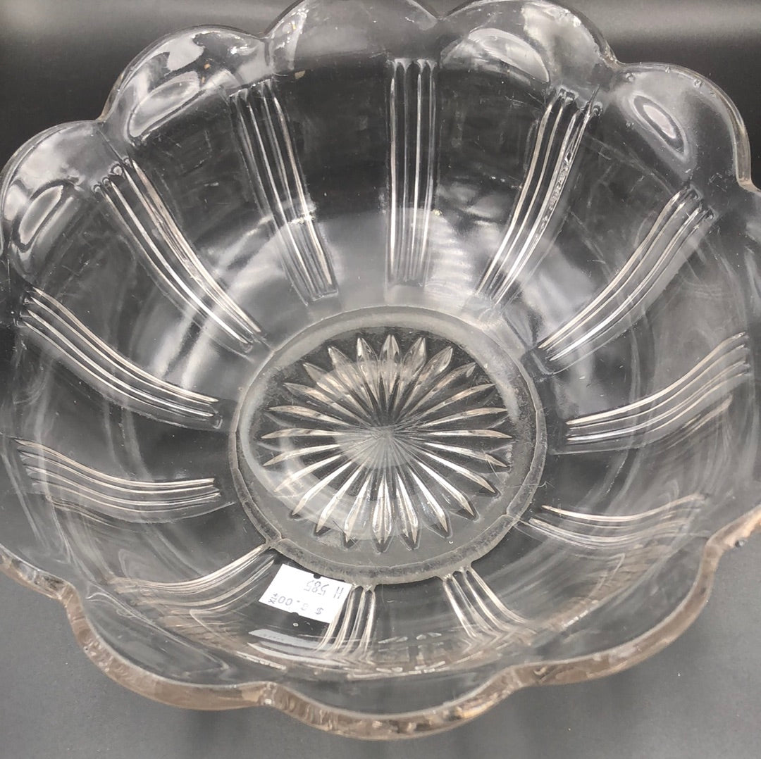 Clear Glass Bowl with Scalloped edge